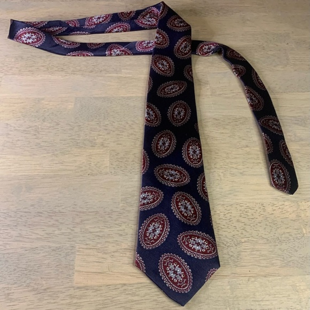BUGATTI Men's 100% Silk‎ Necktie Designer blue/maroon Classic